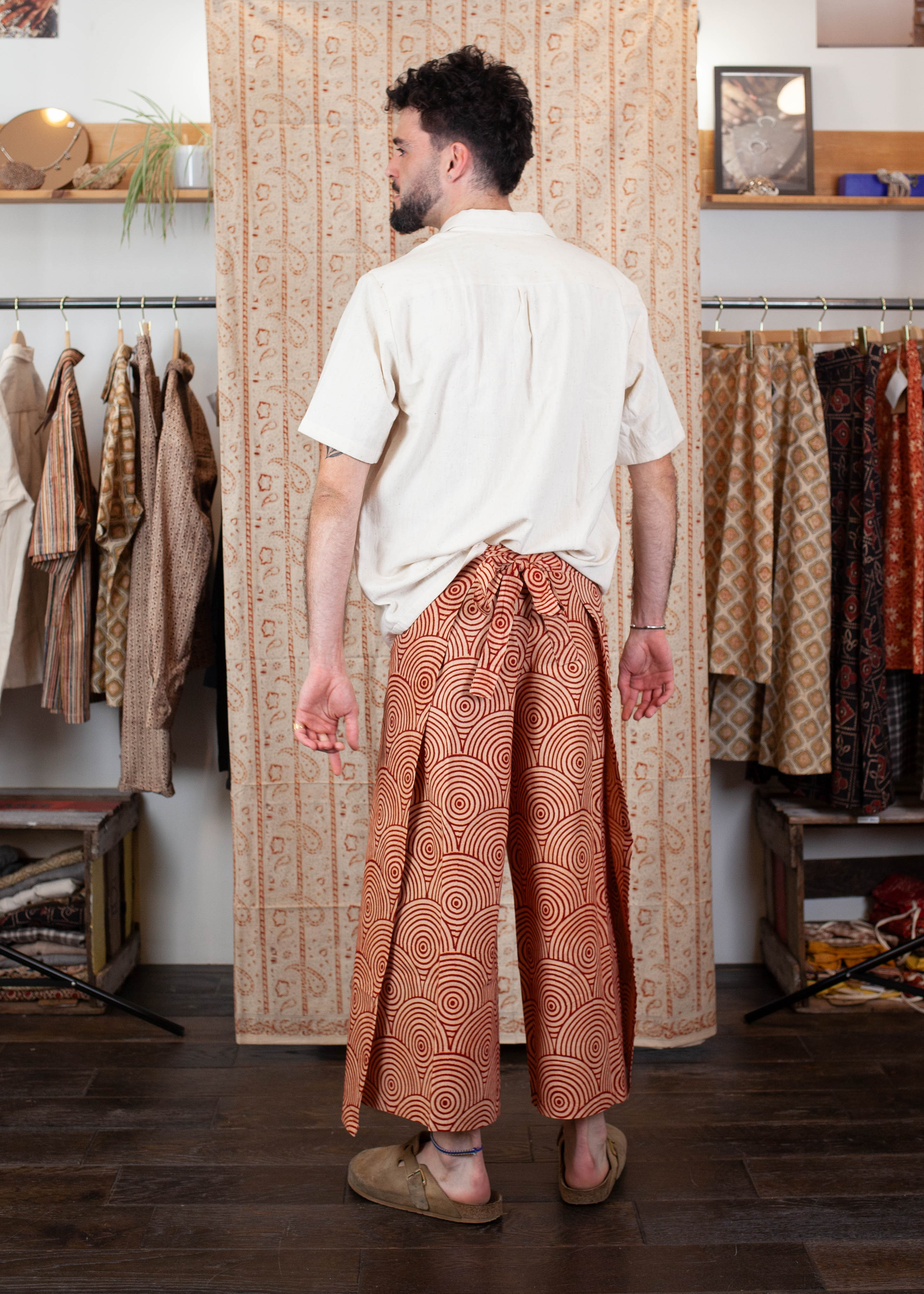 Pantalon SARASWATI - Coton bio - Imprimé UTHANA (élévation)