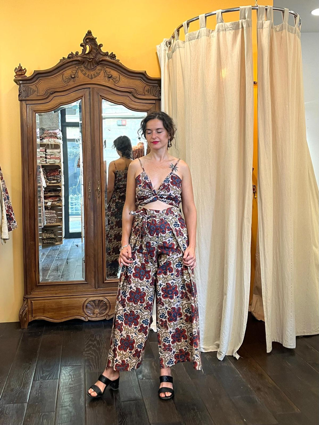 Pantalon SARASWATI -  Coton bio - Imprimé LOTUS