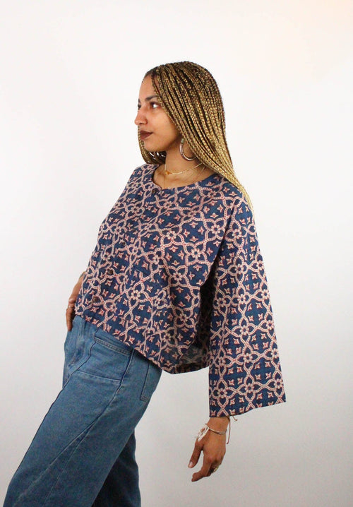 Bolero COCHIN - Imprimé SAMAGRA - Coton bio - Top - Azaadi, la mode responsable accessible