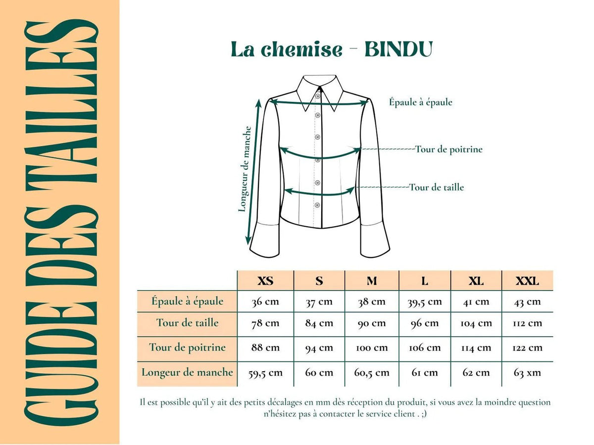 Chemise Bindu - Coloris Blue Kala - Kala coton - Chemise - Azaadi, la mode responsable accessible