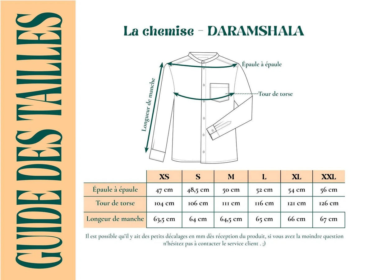 Chemise DARAMSHALA - Coloris Blue Kala - Kala coton - Chemise - Azaadi, la mode responsable accessible