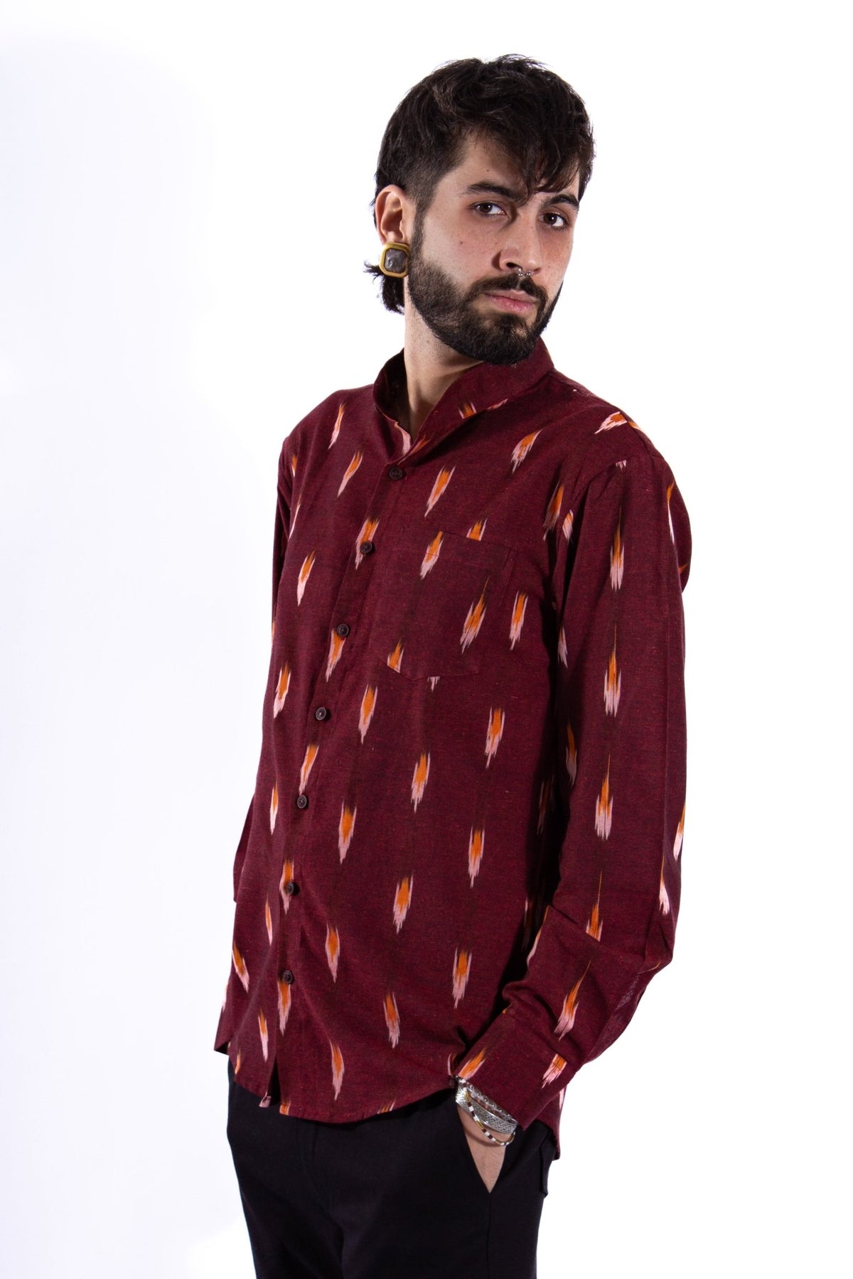 Chemise DARAMSHALA - motif Kampan - Coton revalorisé - Chemise - Azaadi, la mode responsable accessible