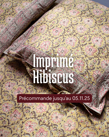 Set housse de couette + 2 housses de coussins - Imprimé HIBISCUS - En précommande