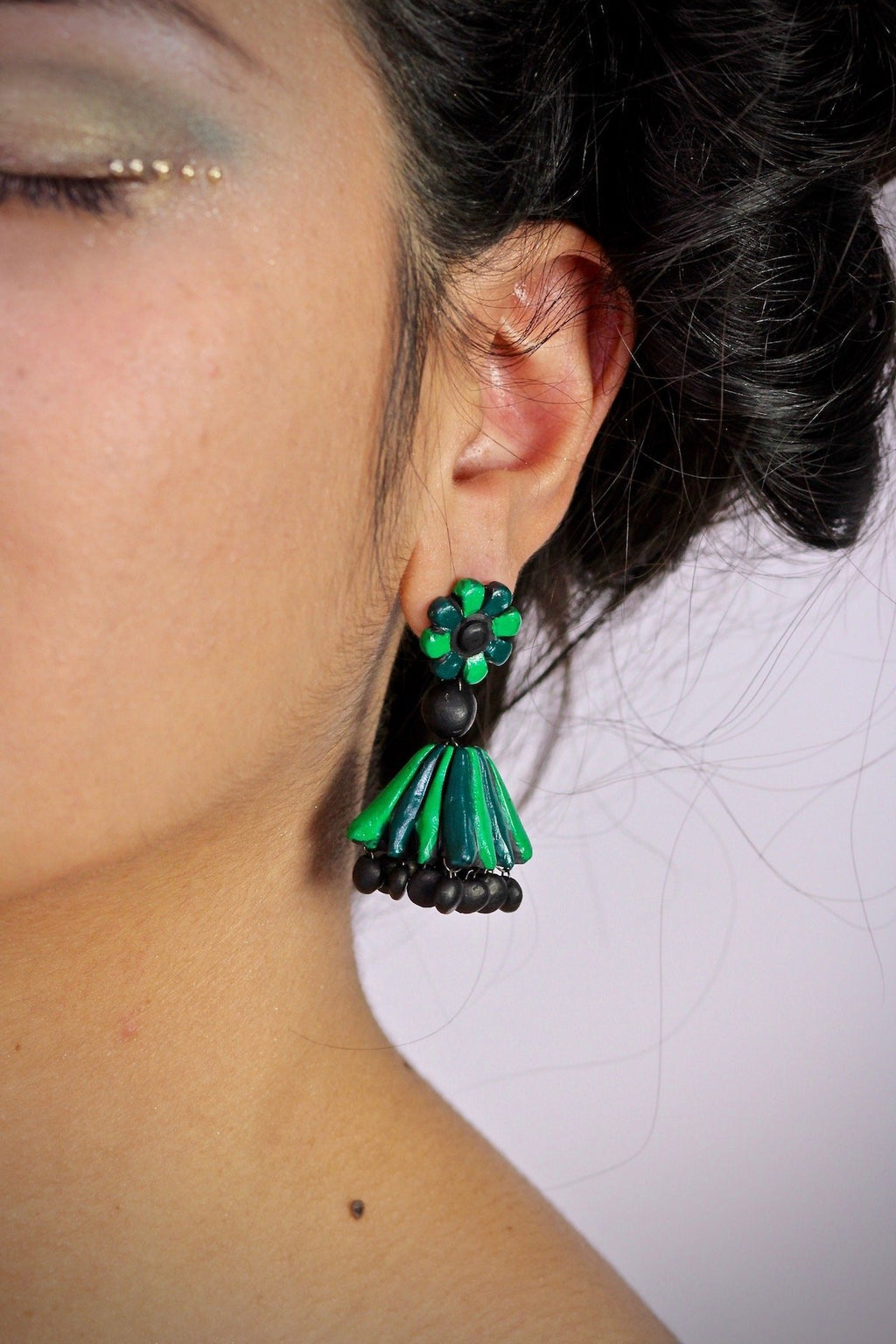BI Green Flower - Boucles d'oreilles - Azaadi, la mode responsable accessible