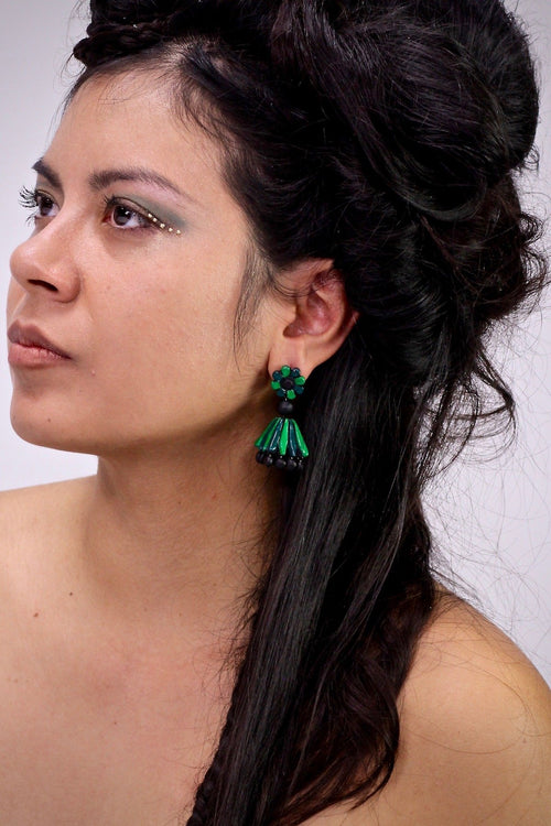 BI Green Flower - Boucles d'oreilles - Azaadi, la mode responsable accessible