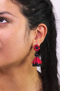 BI Red - Pink Flower - Boucles d'oreilles - Azaadi, la mode responsable accessible