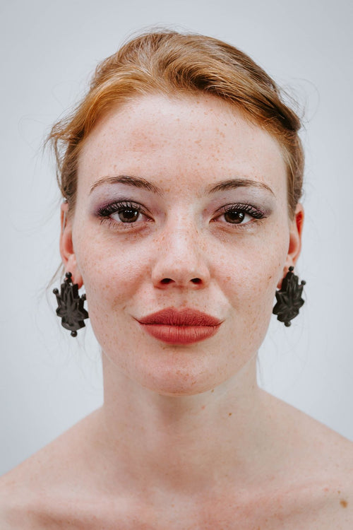 Block Lotus Noir - Boucles d'oreilles - Azaadi, la mode responsable accessible