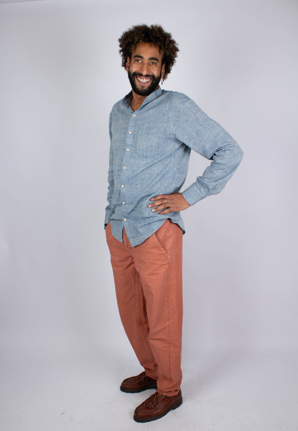 Chemise DARAMSHALA - Coloris Blue Kala - Kala coton - Chemise - Azaadi, la mode responsable accessible