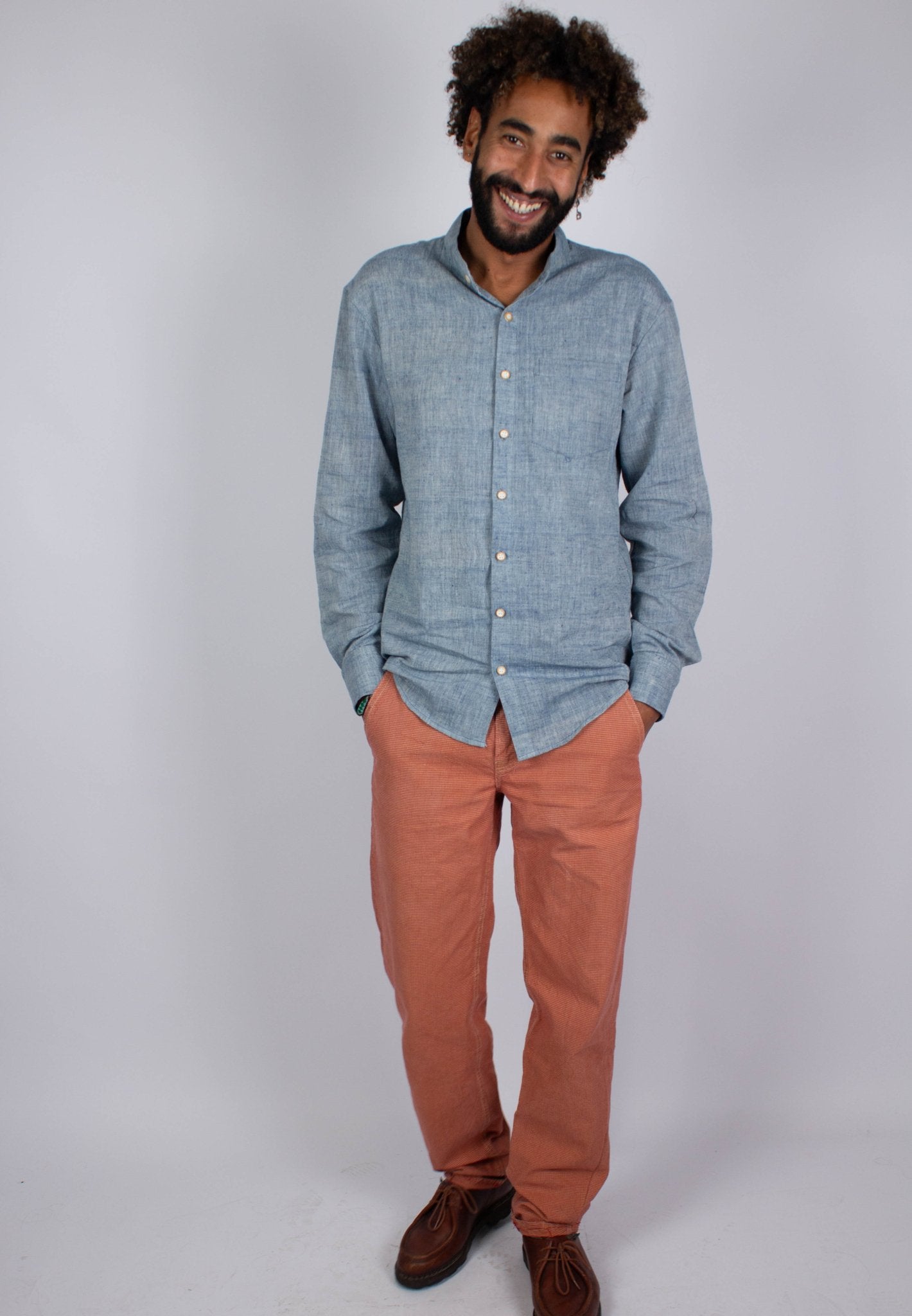 Chemise DARAMSHALA - Coloris Blue Kala - Kala coton - Chemise - Azaadi, la mode responsable accessible