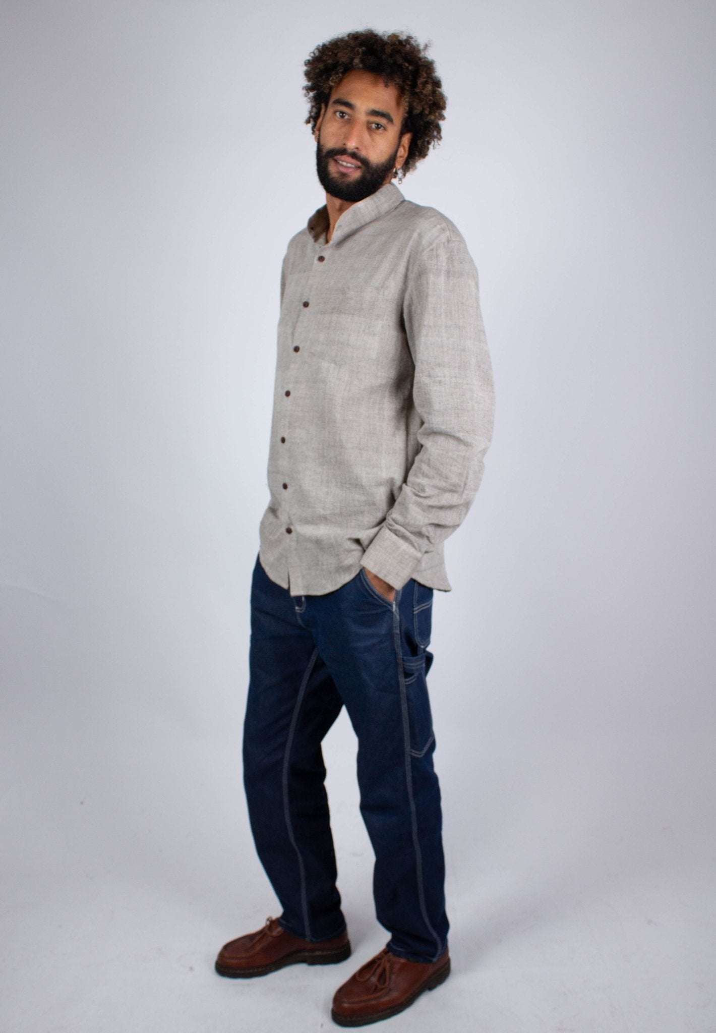 Chemise DARAMSHALA - Coloris Grey Kala - Kala coton - Chemise - Azaadi, la mode responsable accessible