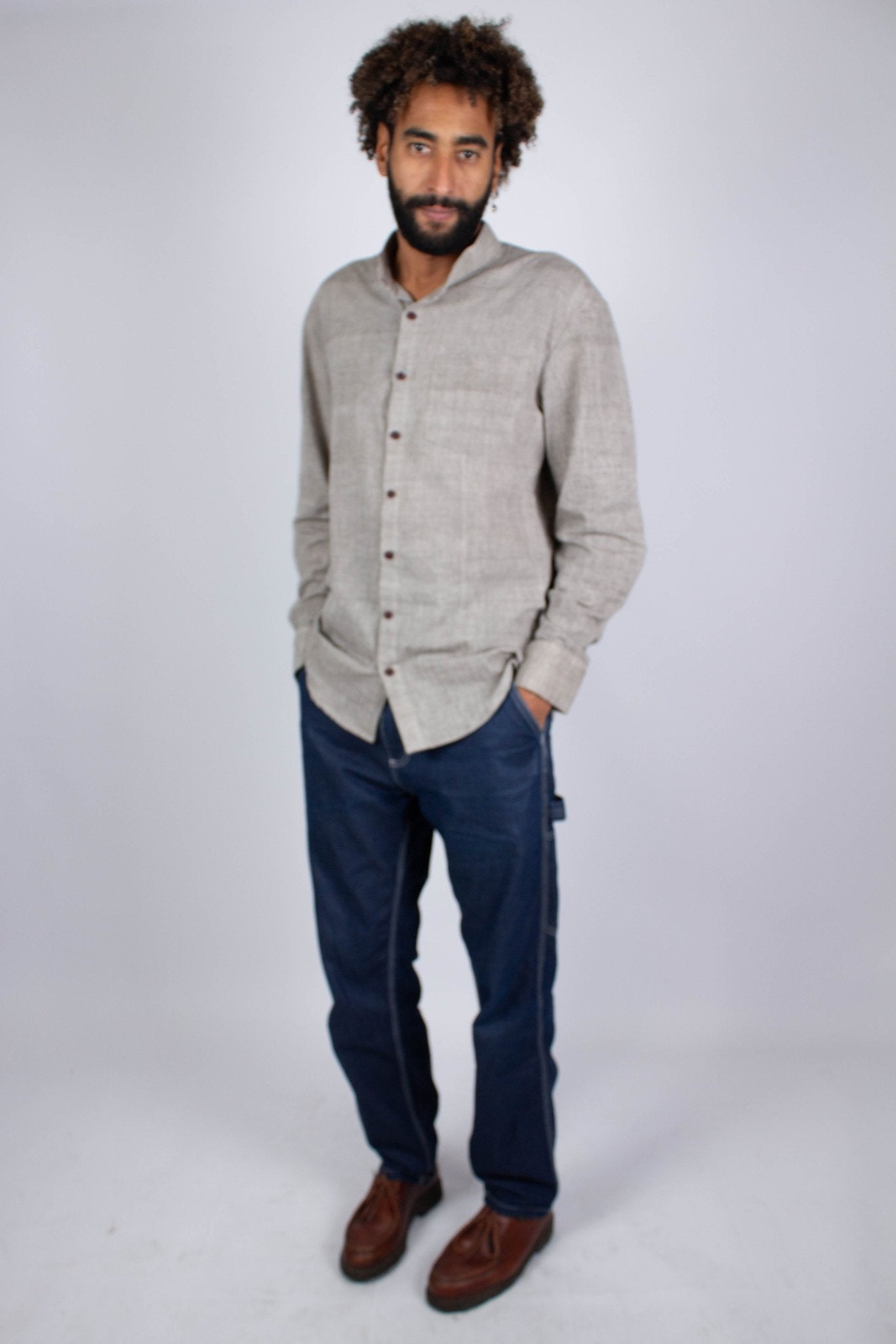 Chemise DARAMSHALA - Coloris Grey Kala - Kala coton - Chemise - Azaadi, la mode responsable accessible