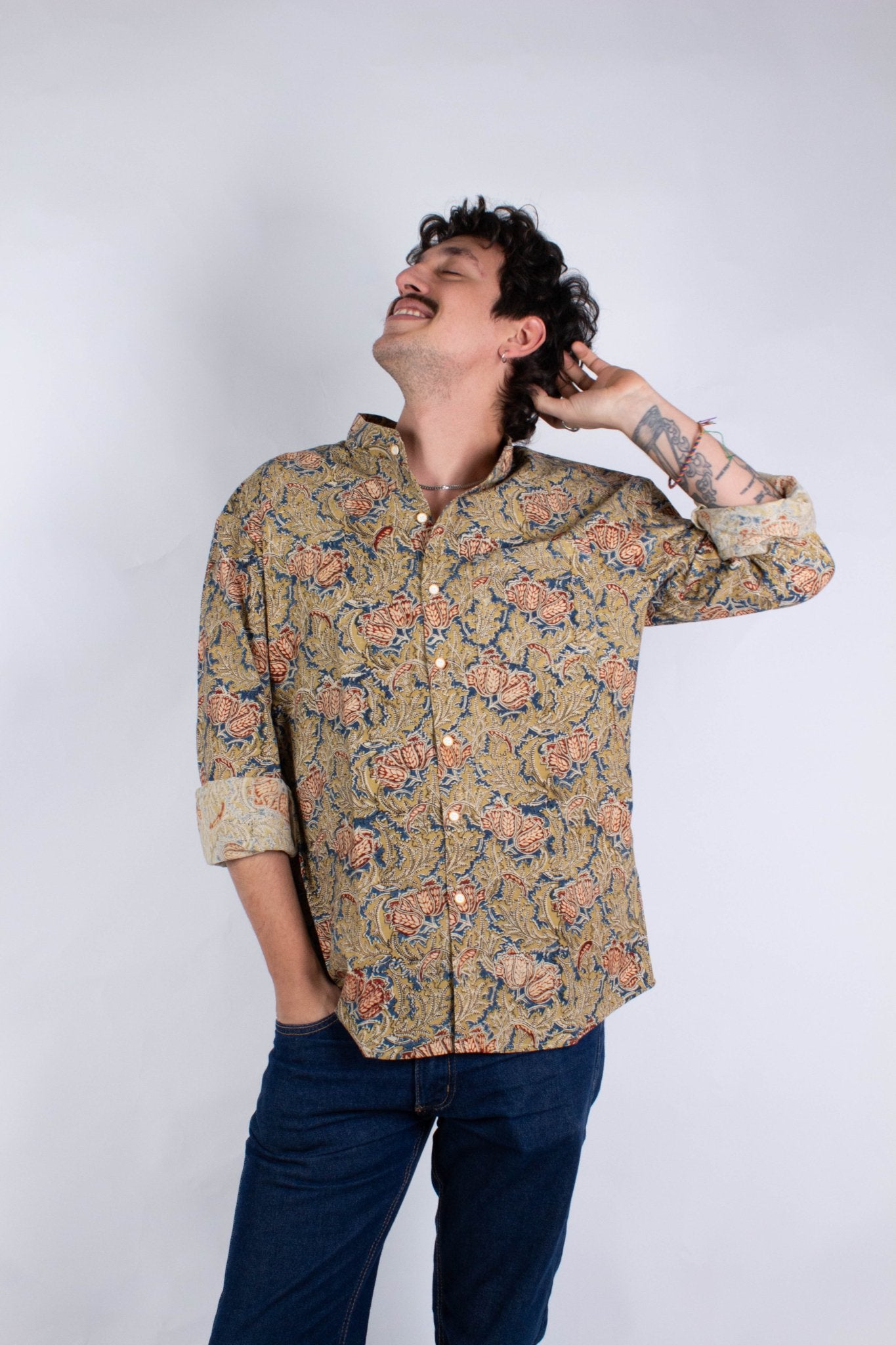 Chemise DARAMSHALA - Imprimé Japanese Flower - Coton bio - Chemise - Azaadi, la mode responsable accessible
