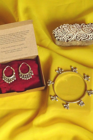 Coffret 1 - Bijoux en argent - Bracelet Bali & Petites boucles d'oreilles - Azaadi, la mode responsable accessible