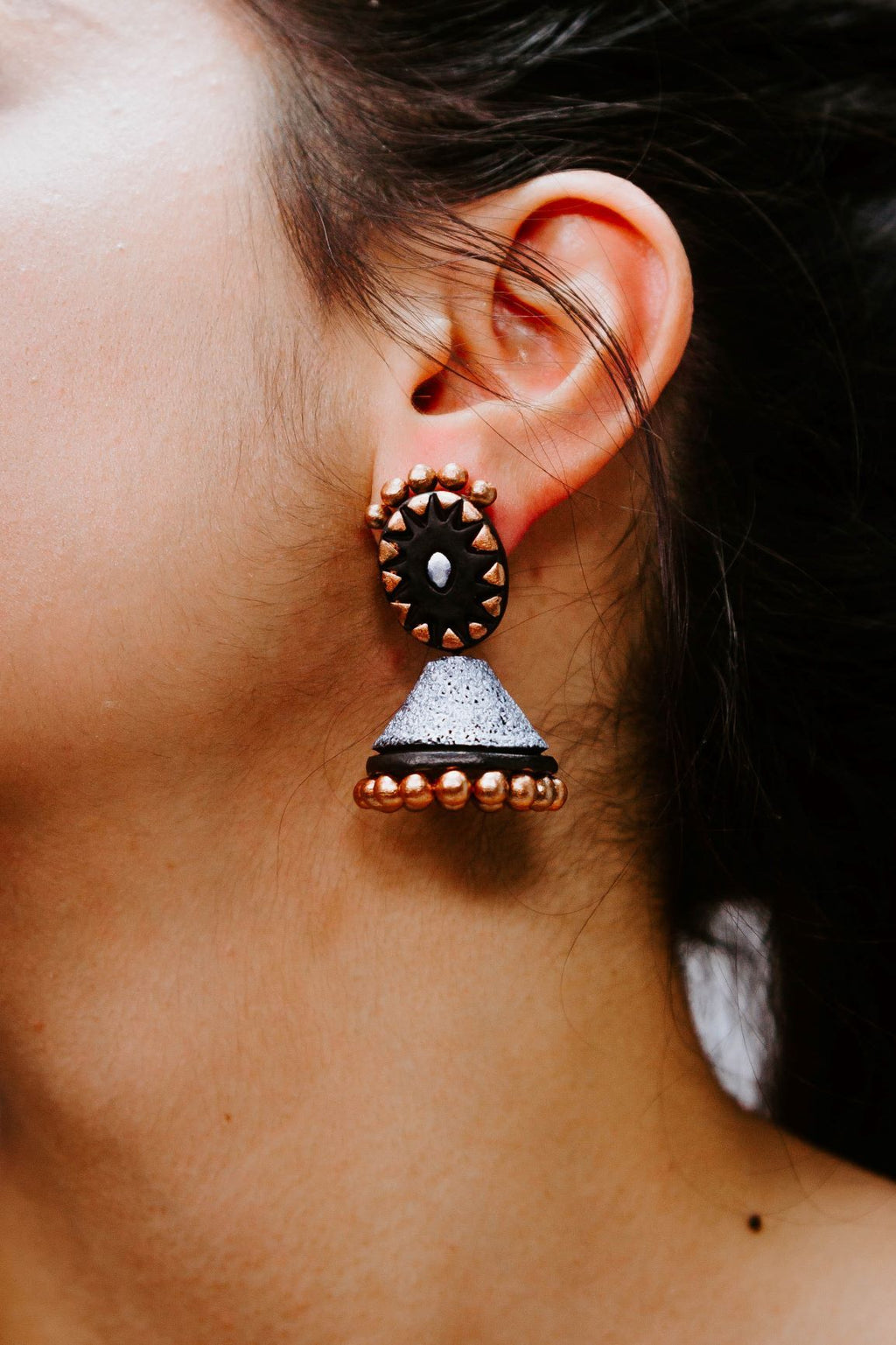 Doll Silver - Black - Bronze - Boucles d'oreilles - Azaadi, la mode responsable accessible