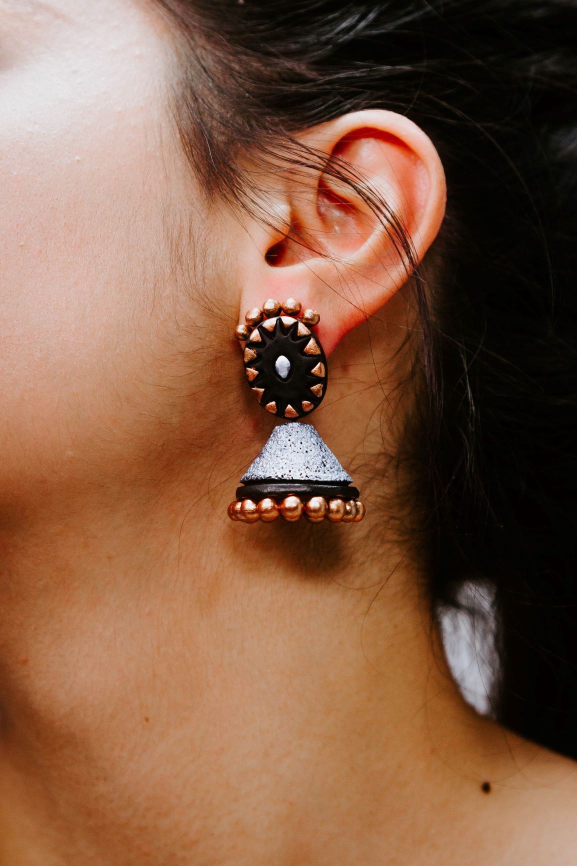 Doll Silver - Black - Bronze - Boucles d'oreilles - Azaadi, la mode responsable accessible
