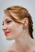 Indian Wheel Red - White - Boucles d'oreilles - Azaadi, la mode responsable accessible
