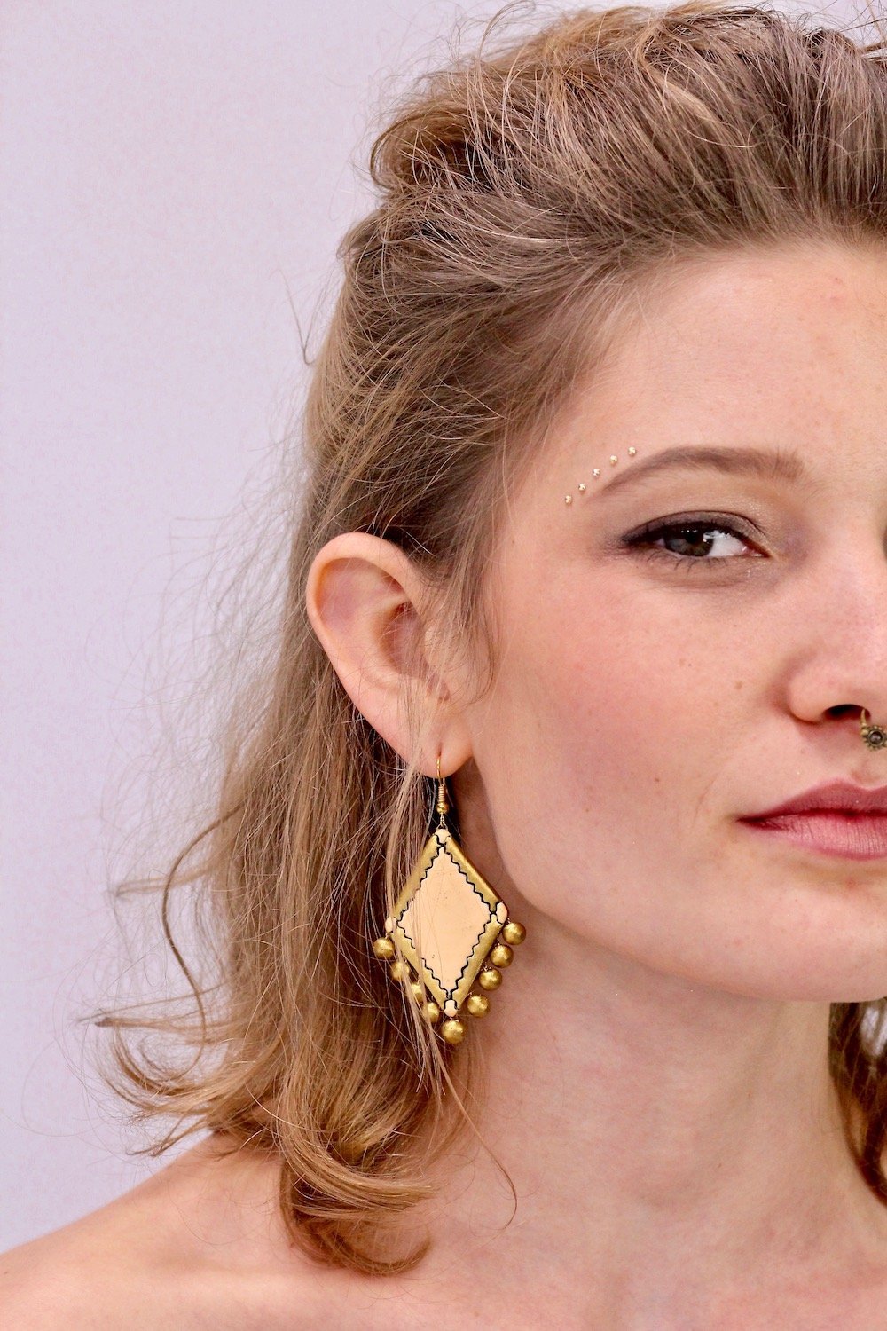 Losange Beige - Boucles d'oreilles - Azaadi, la mode responsable accessible