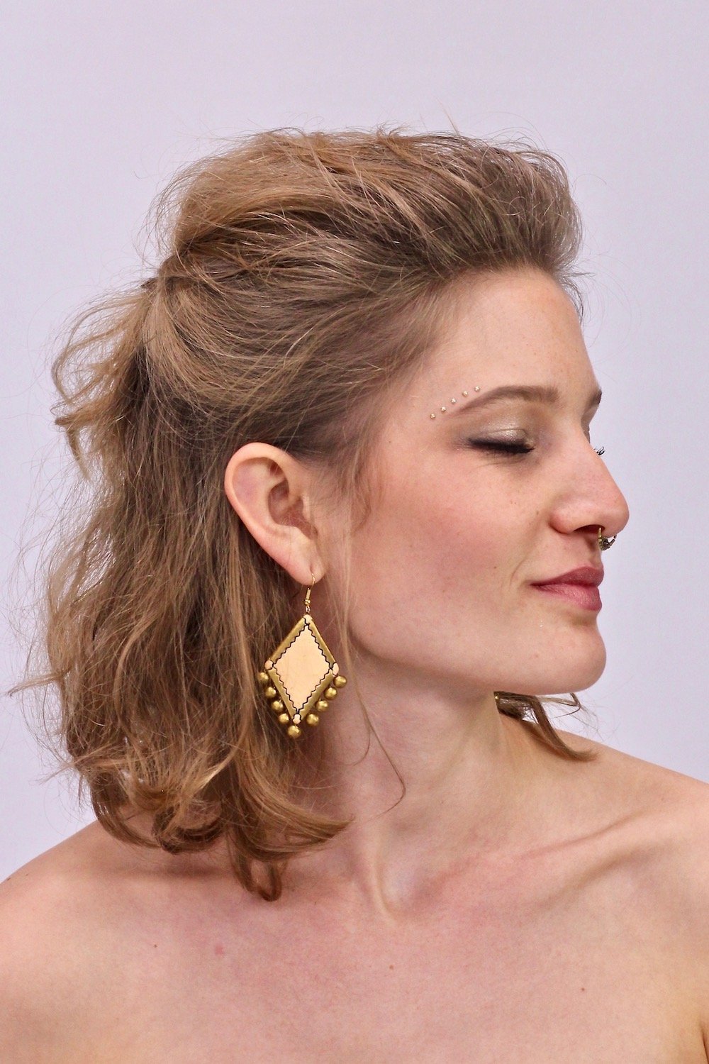 Losange Beige - Boucles d'oreilles - Azaadi, la mode responsable accessible