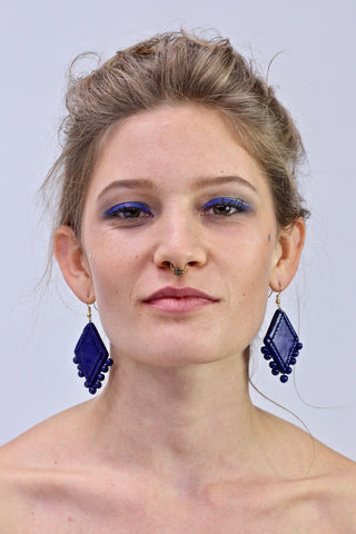 Losange Bleu Nuit - Boucles d'oreilles - Azaadi, la mode responsable accessible