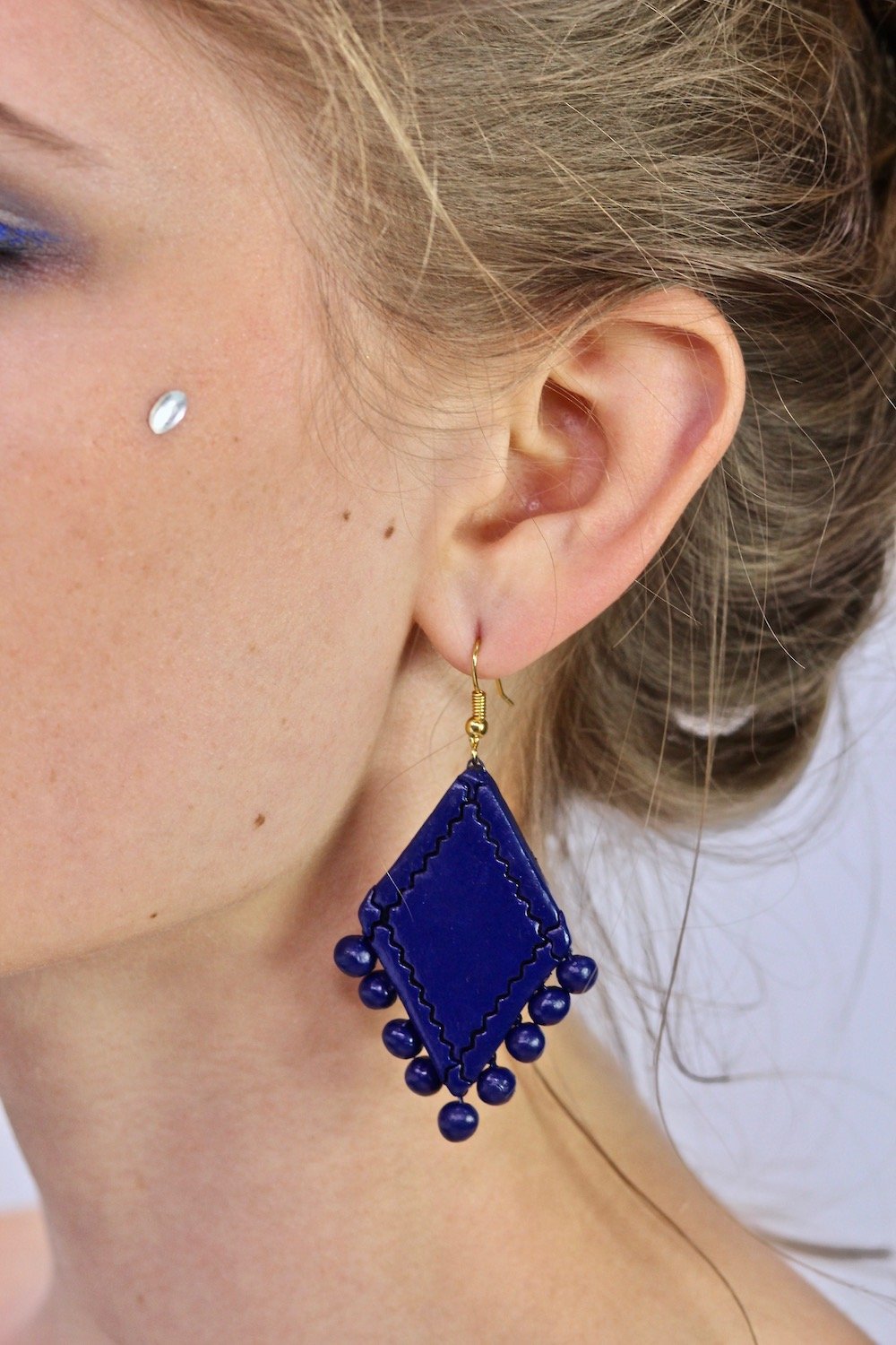 Losange Bleu Nuit - Boucles d'oreilles - Azaadi, la mode responsable accessible