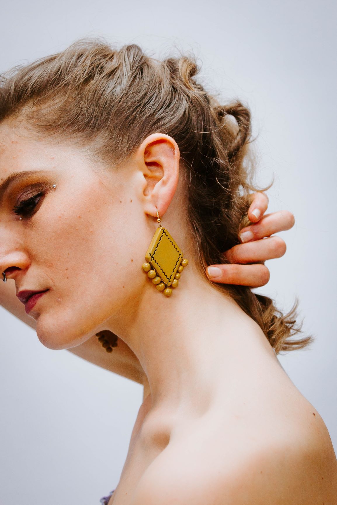 Losange Jaune Moutarde - Boucles d'oreilles - Azaadi, la mode responsable accessible