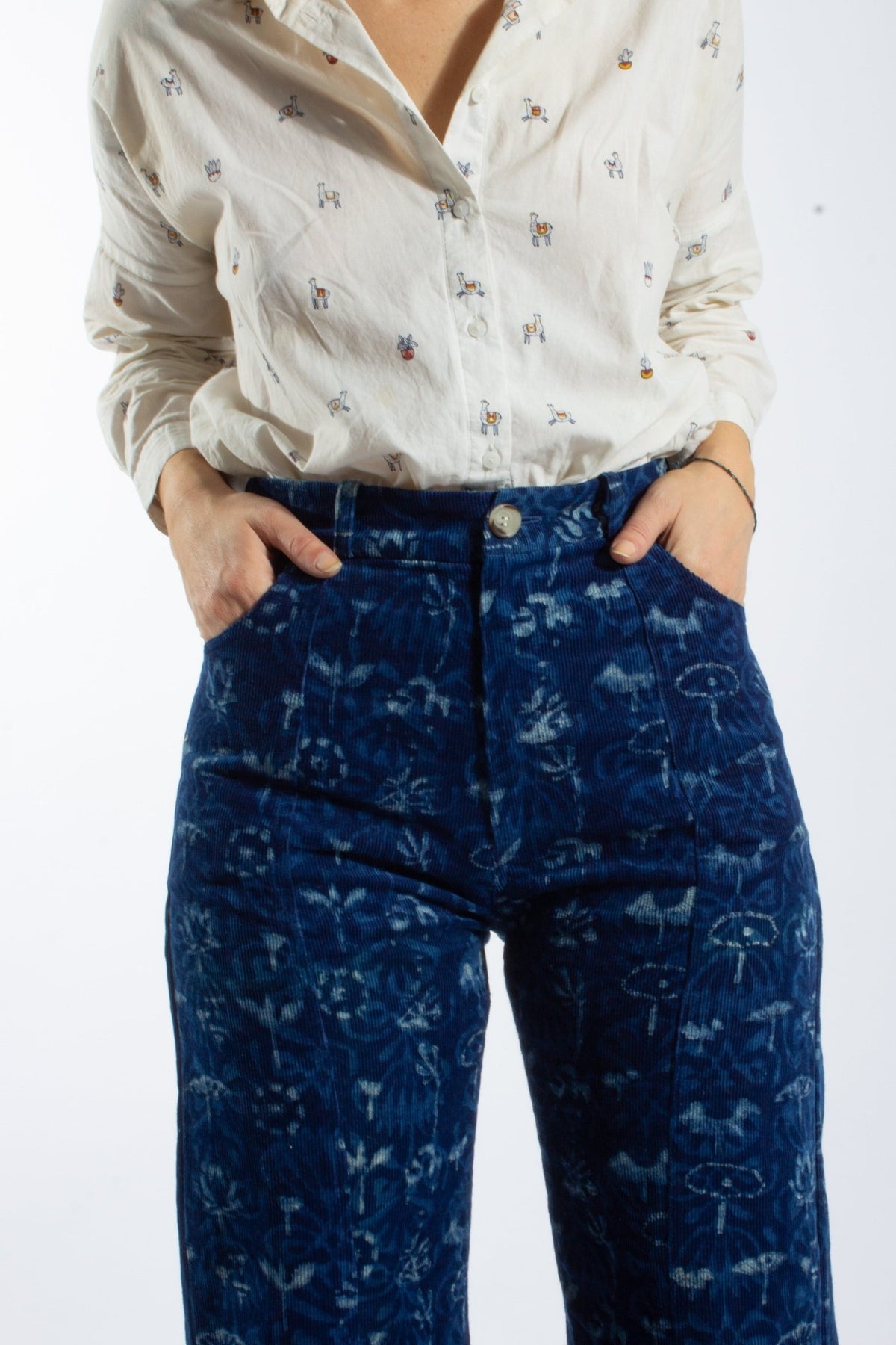 Pantalon GWALIOR - imprimé Nebula - Velours côtelé coton bio & chanvre - Pantalons - Azaadi, la mode responsable accessible