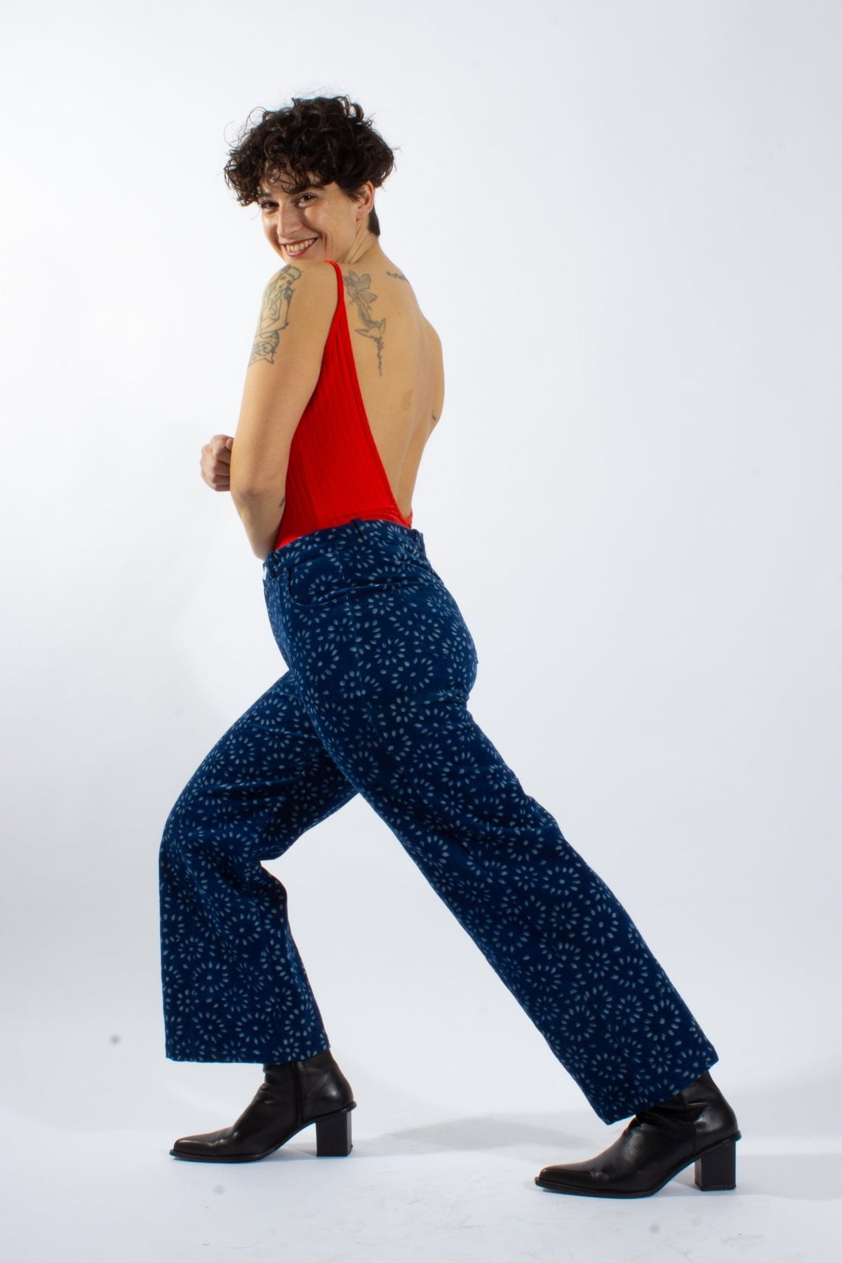 Pantalon GWALIOR - imprimé Pralaya - Velours côtelé coton bio & chanvre - Pantalons - Azaadi, la mode responsable accessible