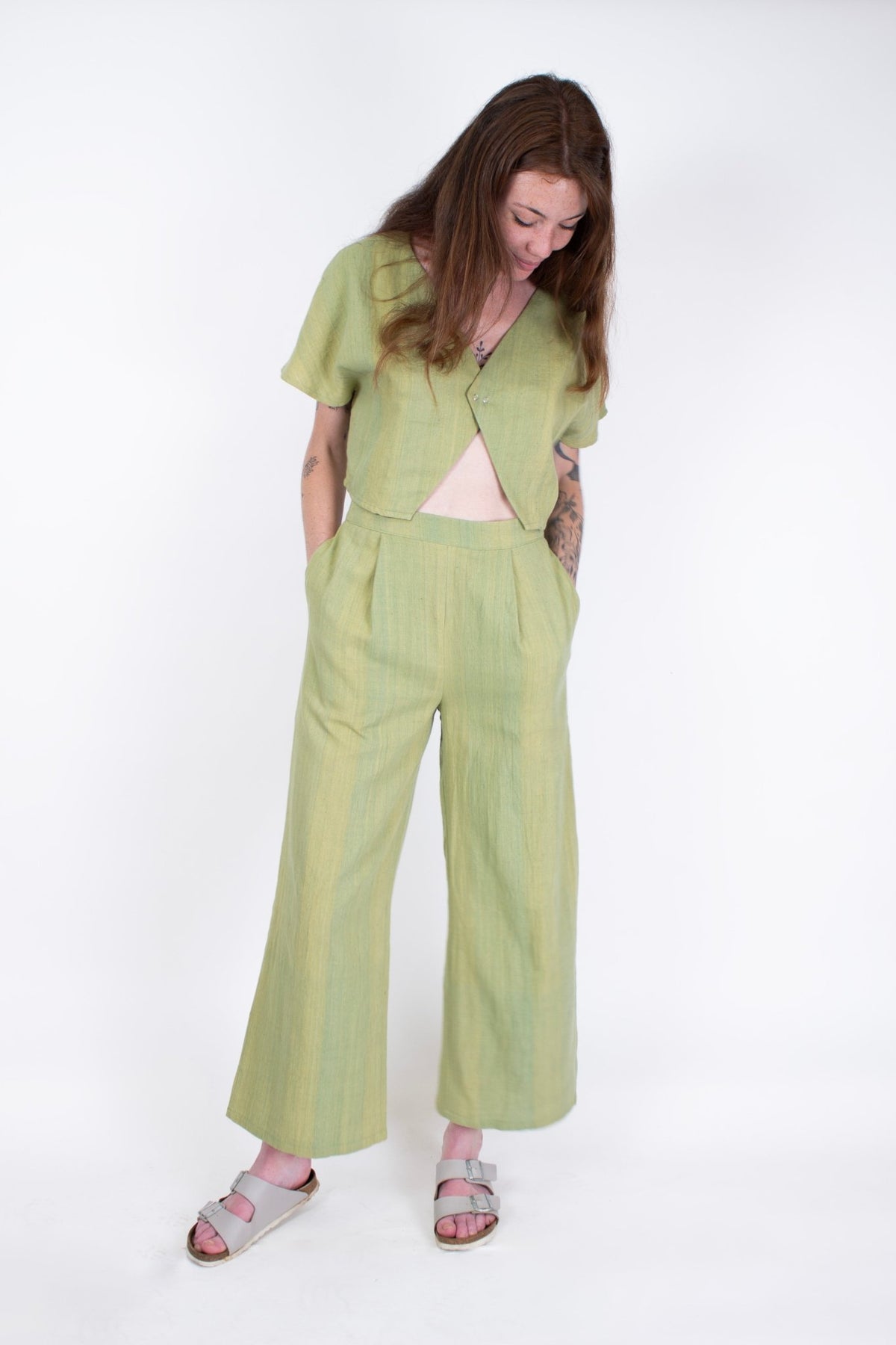 Pantalon SAGARA - Coton Kala - Imprimé Green Kala - Pantalon - Azaadi, la mode responsable accessible
