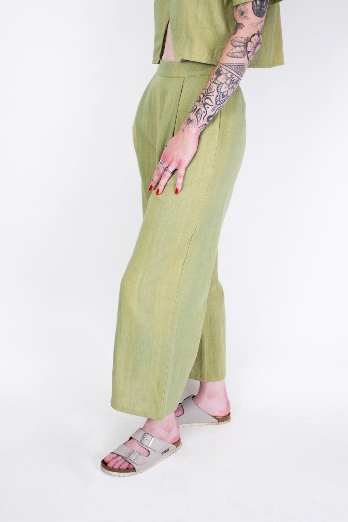 Pantalon SAGARA - Coton Kala - Imprimé Green Kala - Pantalon - Azaadi, la mode responsable accessible