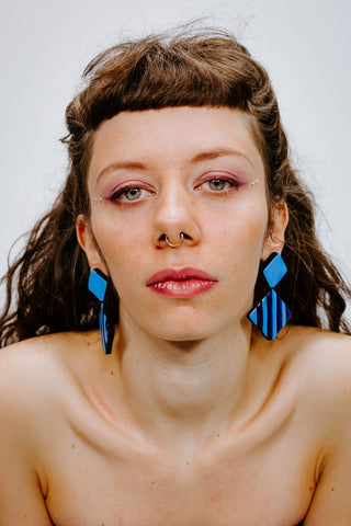 Pop Square Bleu - Boucles d'oreilles - Azaadi, la mode responsable accessible