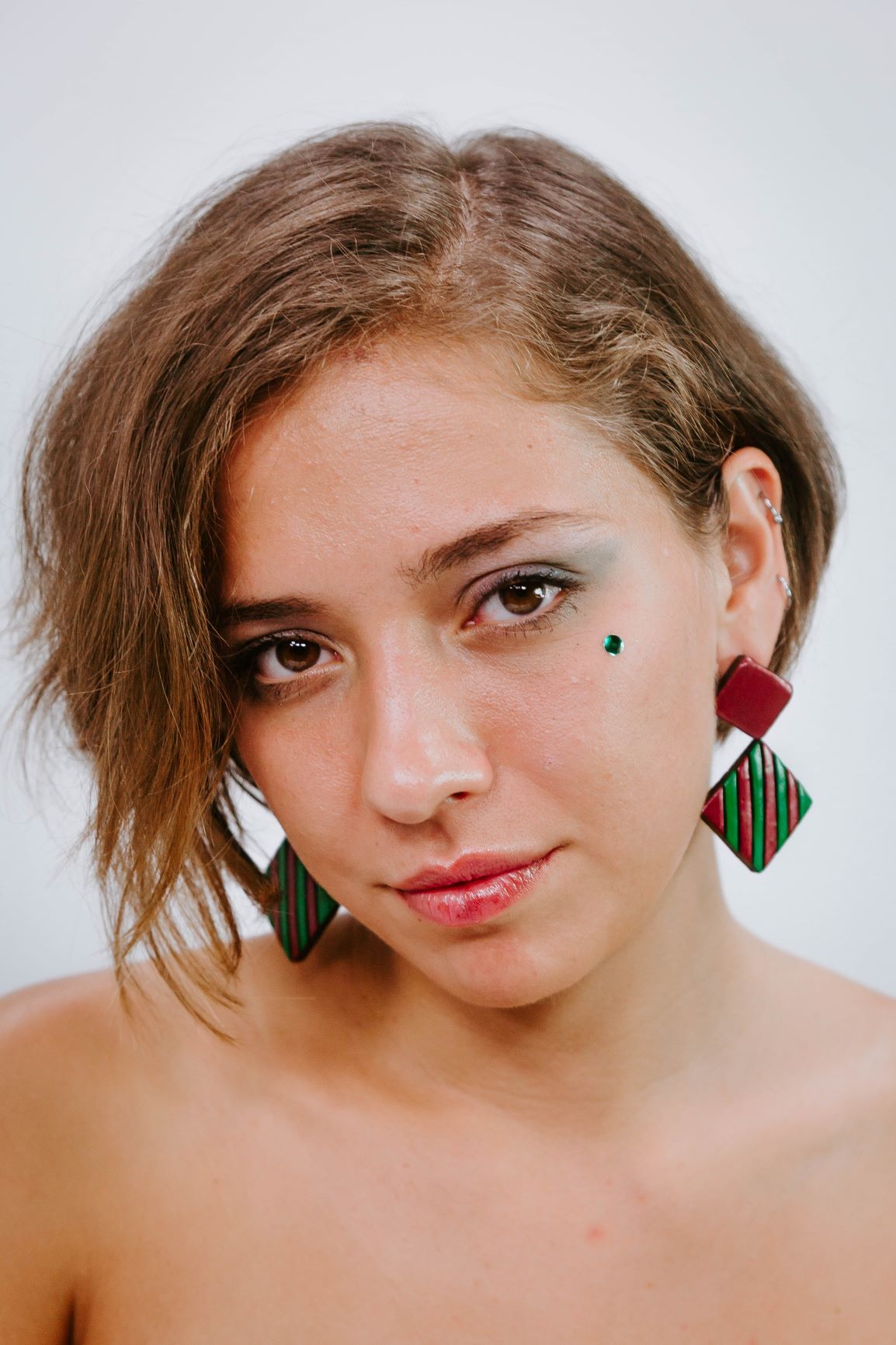 Pop Square Bordeaux - Vert - Boucles d'oreilles - Azaadi, la mode responsable accessible
