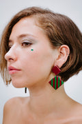 Pop Square Bordeaux - Vert - Boucles d'oreilles - Azaadi, la mode responsable accessible