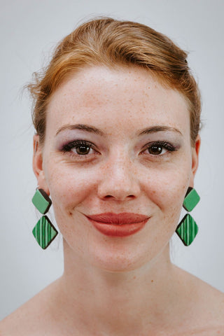 Pop Square Vert - Boucles d'oreilles - Azaadi, la mode responsable accessible