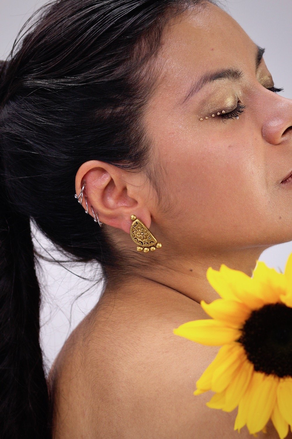 Semi Gold - Boucles d'oreilles - Azaadi, la mode responsable accessible