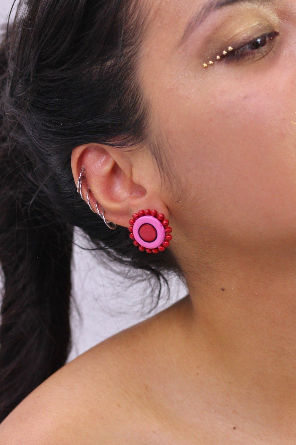 Sunflower Red - Pink - Boucles d'oreilles - Azaadi, la mode responsable accessible