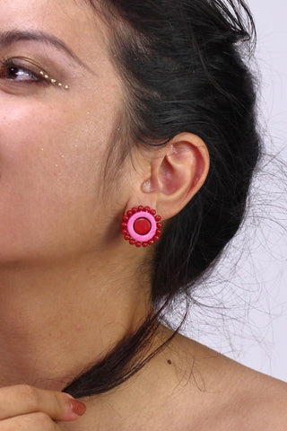 Sunflower Red - Pink - Boucles d'oreilles - Azaadi, la mode responsable accessible