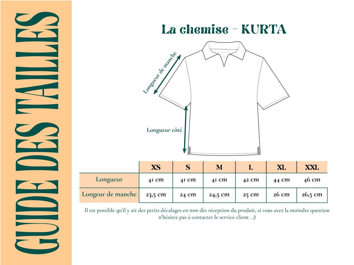 T-shirt KURTA V.3 - Coton bio - Imprimé Kalamkari - Azaadi, la mode responsable accessible