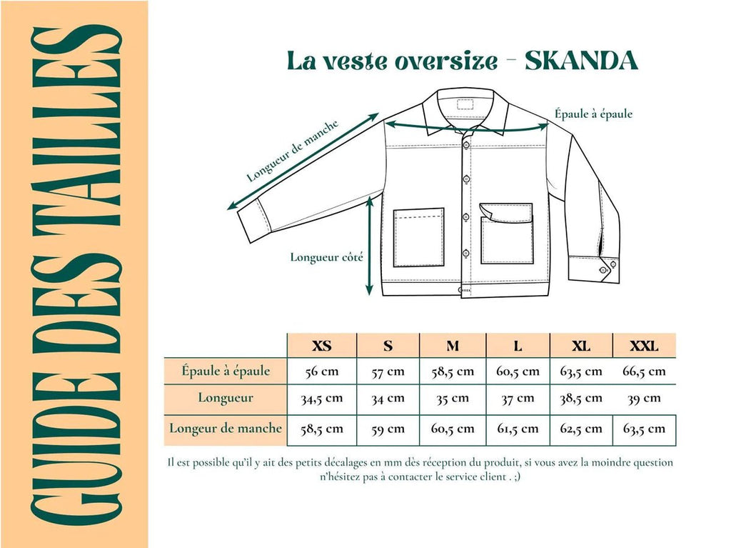 Veste SKANDA - Denim bio - Imprimé Indigo Dabu - Azaadi, la mode responsable accessible