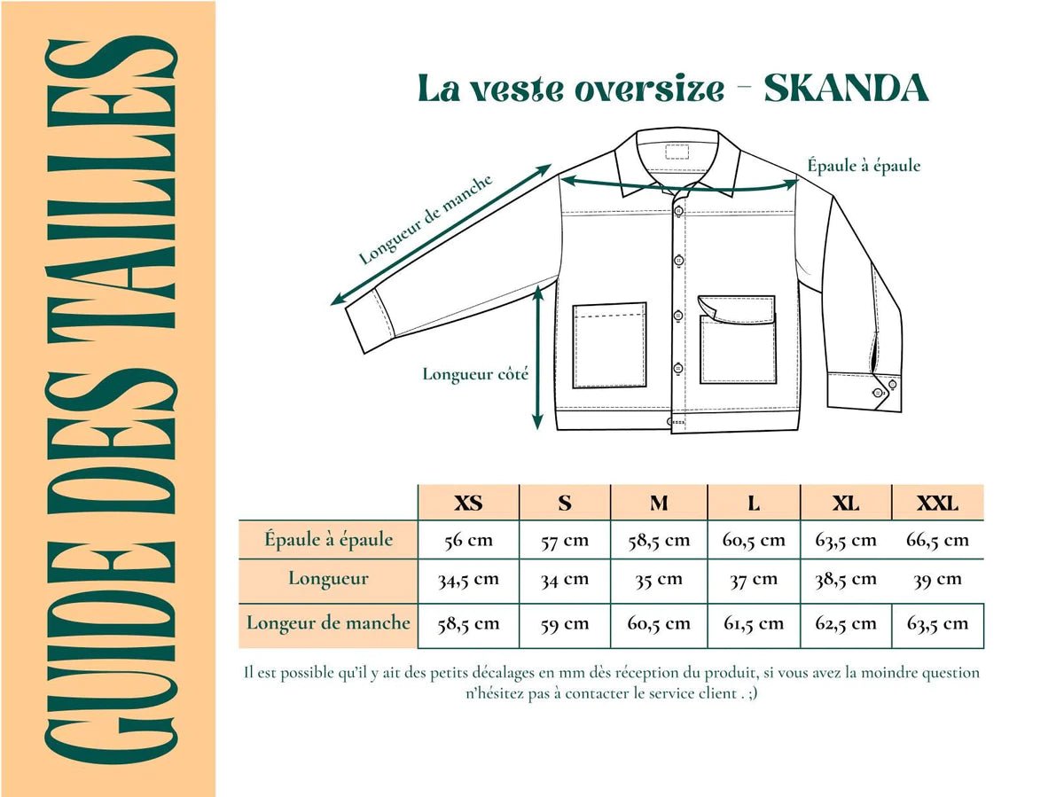Veste SKANDA - Denim bio - Imprimé Indigo Dabu - Azaadi, la mode responsable accessible